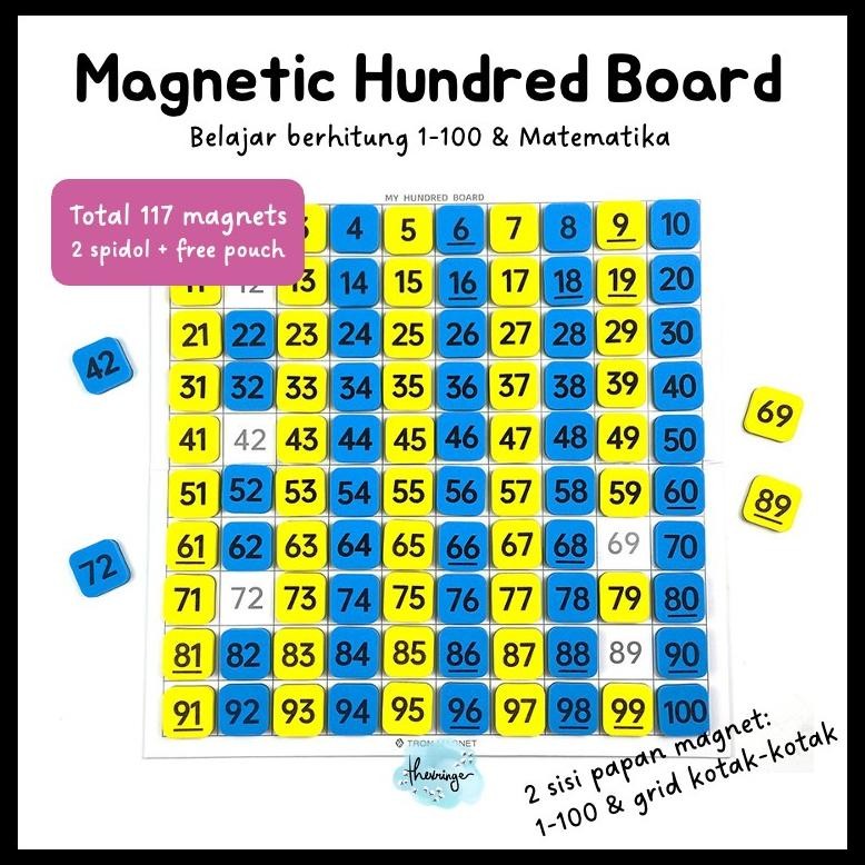 Jual Baru Magnetic Huned Board Game Papan Berhitung Angka 1 - 100 ...