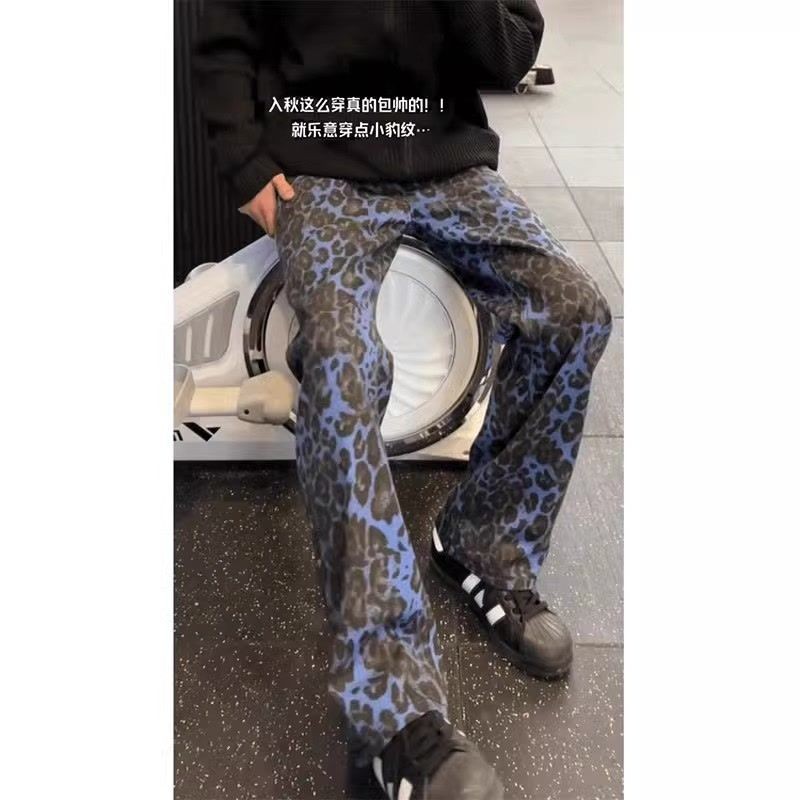 Jual Sky Blue Leopard Jeans Pria, Celana Grafiti Lurus | Shopee Indonesia