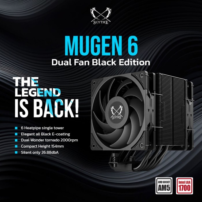 Jual SCYTHE MUGEN 6 DBE CPU Air Cooler, Dual Fan Wonder Tornado, Single ...