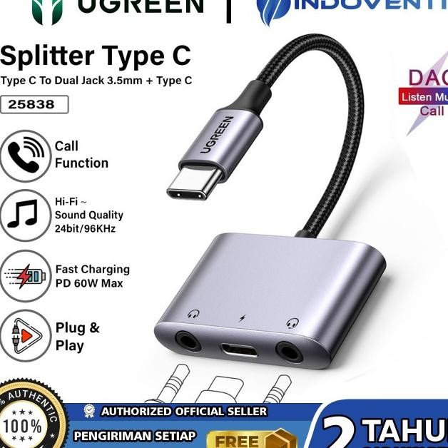 Jual Ugreen Splitter Dac Type C To Dual Ja Audio Adapter In O C