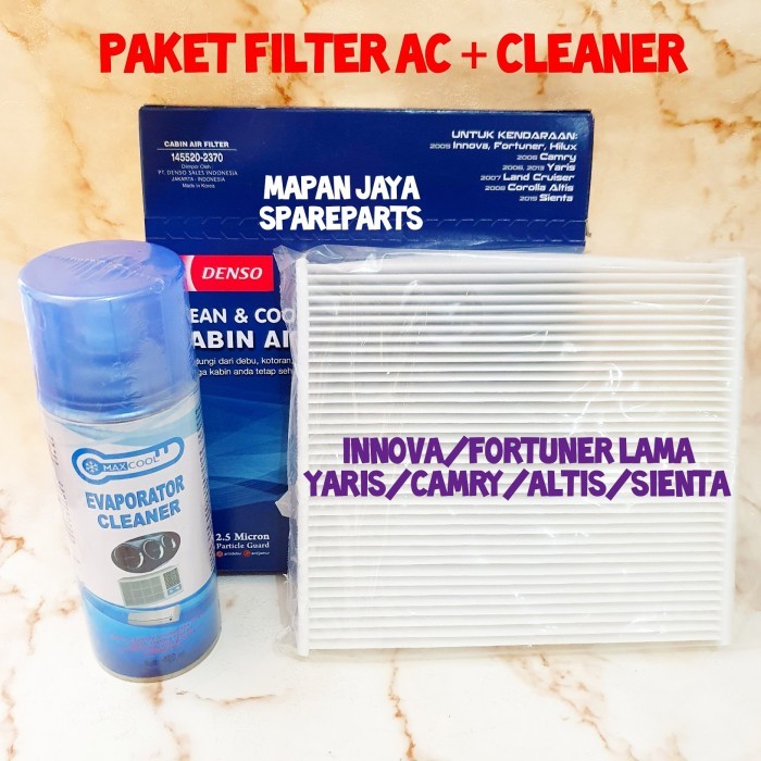 Jual PAKET FILTER AC PLUS CLEANER INNOVA FORTUNER LAMA YARIS SIENTA ...