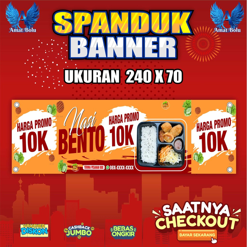 Jual Spanduk Banner NASI BENTO PROMO 10K Bisa Request | Shopee Indonesia