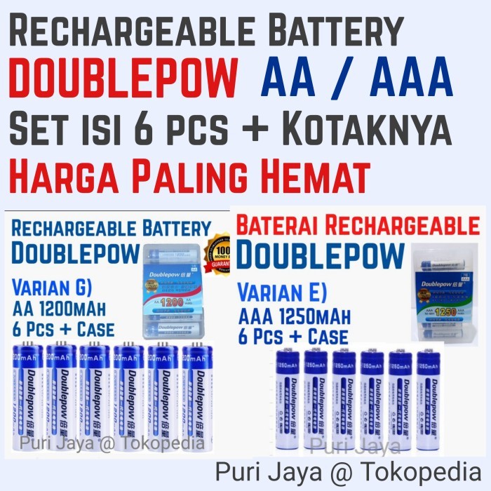 Jual Baterai Cas Isi Ulang Aa Aaa Rechargeable Battery Pcs Doublepow Shopee Indonesia