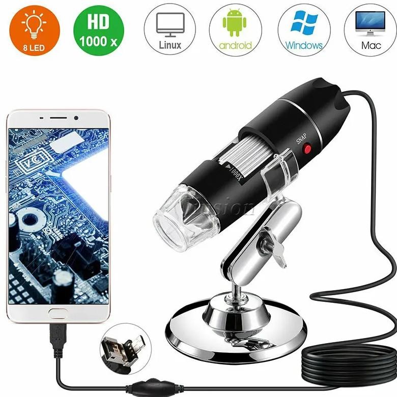 Jual 40X-1000X MAGNIFIER 8 LED MICROSCOPE DIGITAL MINI CAMERA HANDHELD ...