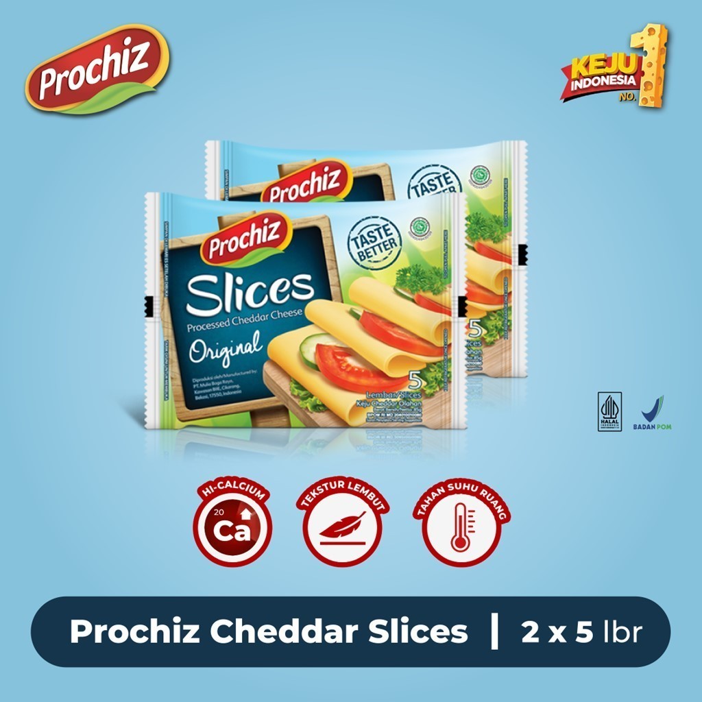 Jual PROCHIZ Cheddar Slices Original 5s x 2 pcs | Shopee Indonesia
