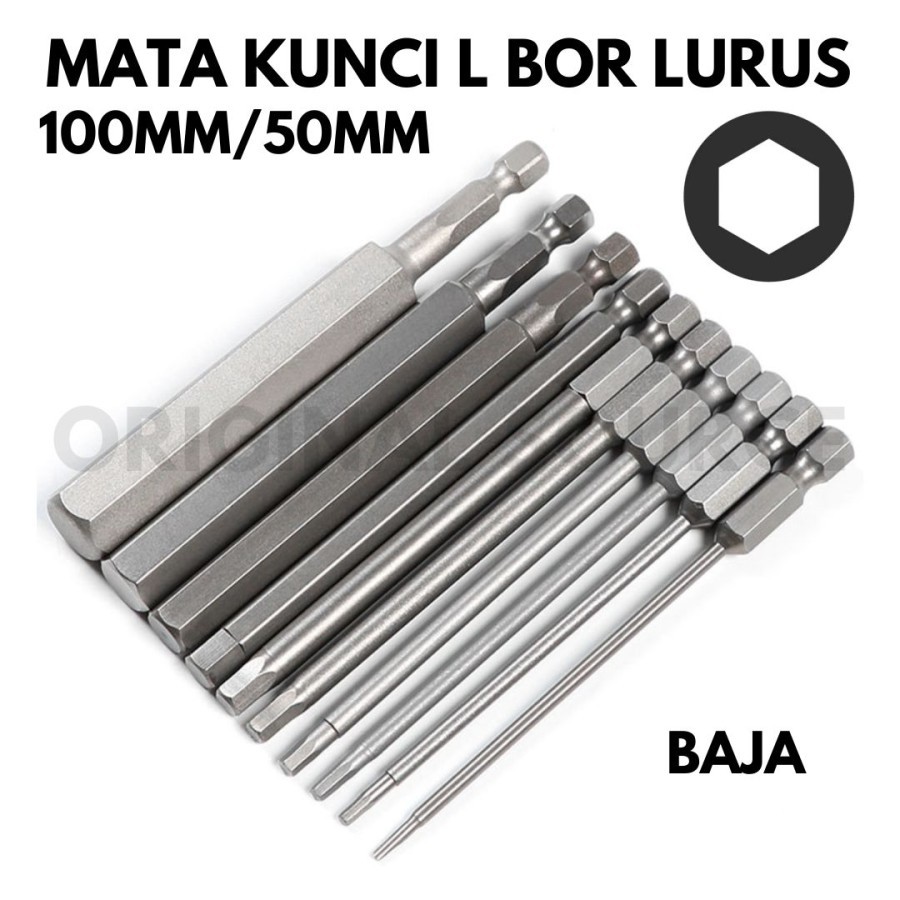 Jual Kunci L Bor Set Lurus 100mm / 50mm | Mata Obeng Hexagon Segi Enam ...