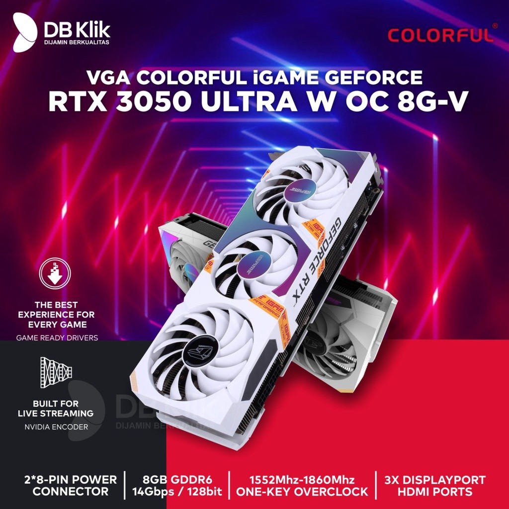 Jual Colorful Vga Igame Geforce Rtx 3050 Ultra W Oc 8G-V Gddr6 Hdmi Dp ...