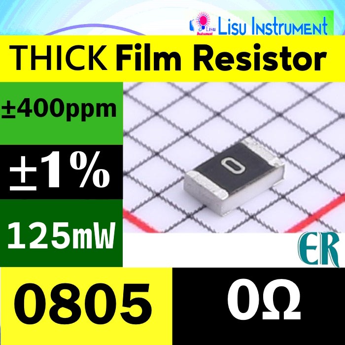 Jual 0Ω 0805 ±1% 125mW ±400ppm/°C Thick Film Resistor SMD 0R 0 ER ...