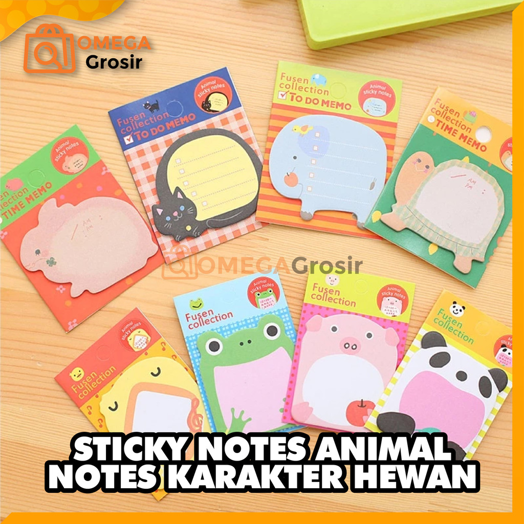 Jual OG Note Memo Sticky Note Karakter Binatang Lucu Tempelan Catatan ...