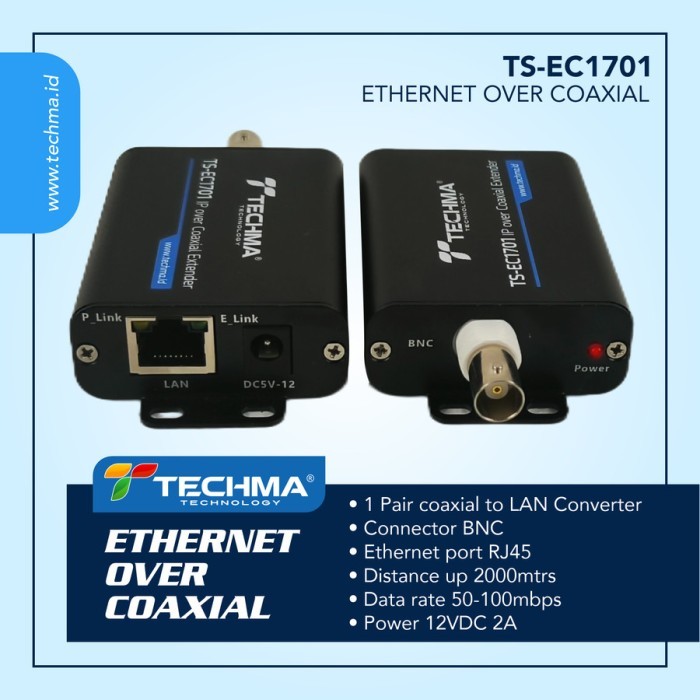 Jual HARGA DISC - Techma Konverter LAN TS-EC1701 Ethernet Over Coaxial ...