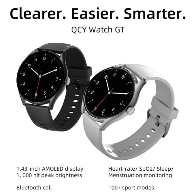 QCY Orologio Intelligente GT – Display AMOLED 1.43'' HD, Telaio Metallico, Batteria 10 Giorni, Monitoraggio Salute
