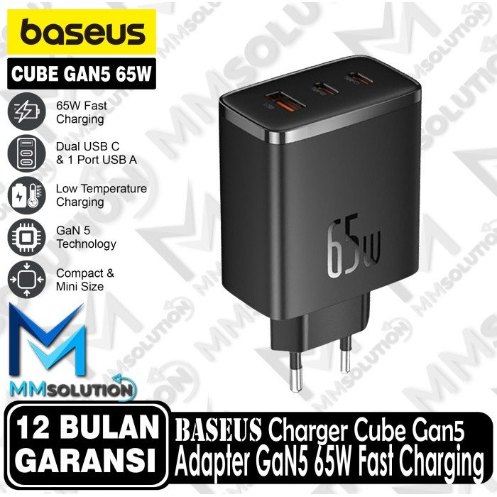 Jual BASEUS Cube Pro Fast Charging GaN 5 65W 2C + USB Kelapa Charger ...