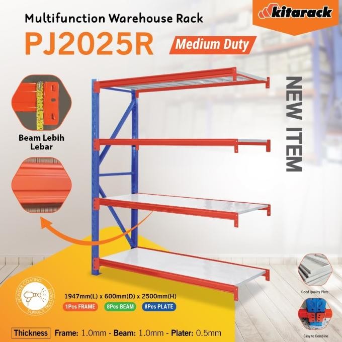 Jual PJ2025 - RACK GUDANG MEDIUM DUTY - JOINTER H: 2.5M, W: 60CM, L: 2M ...
