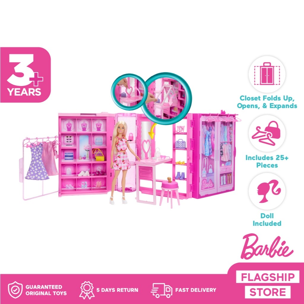 Jual Barbie Dream Closet Pink Playset With Fashion Doll Mainan