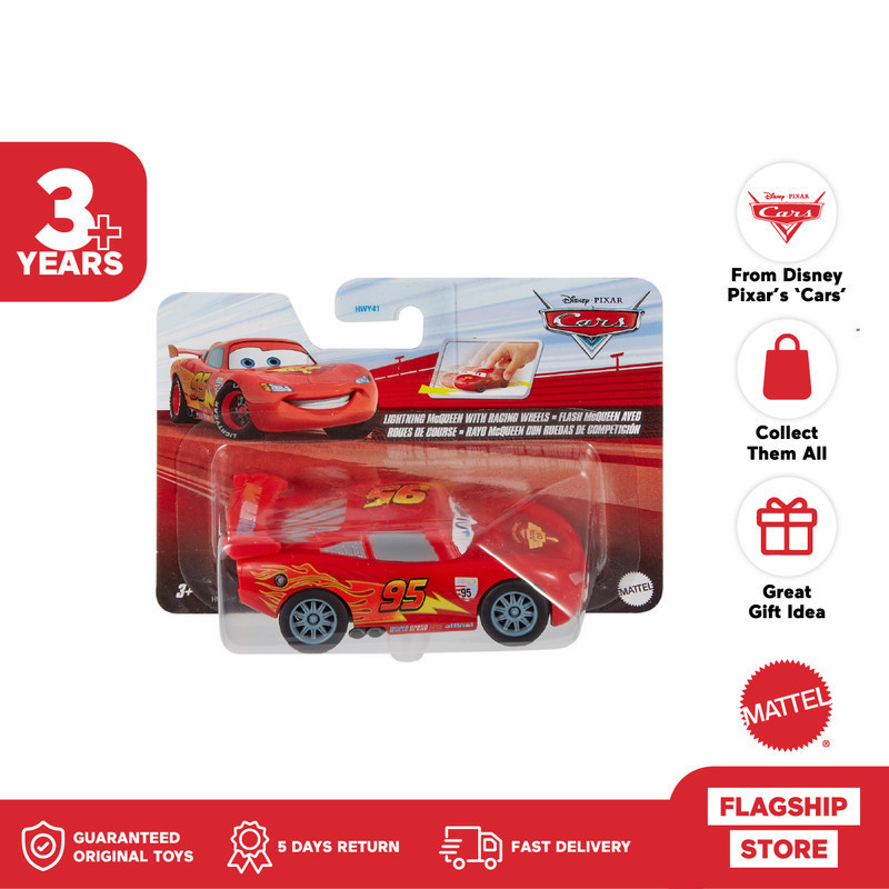 Jual Pixar Cars Pullback 1:43 Pack Lightning McQueen with Racing Wheels ...
