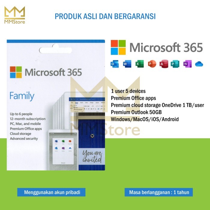 Jual Microsoft Office 365 Family 1tahun 5devices | Shopee Indonesia