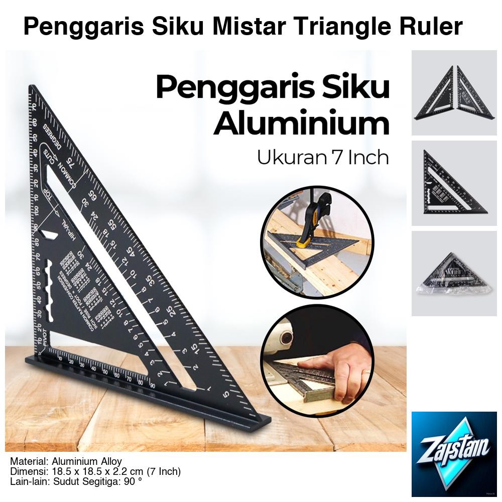 Jual Penggaris Siku Mistar Triangle Ruler Aluminium 7 Inch - A10D01 ...