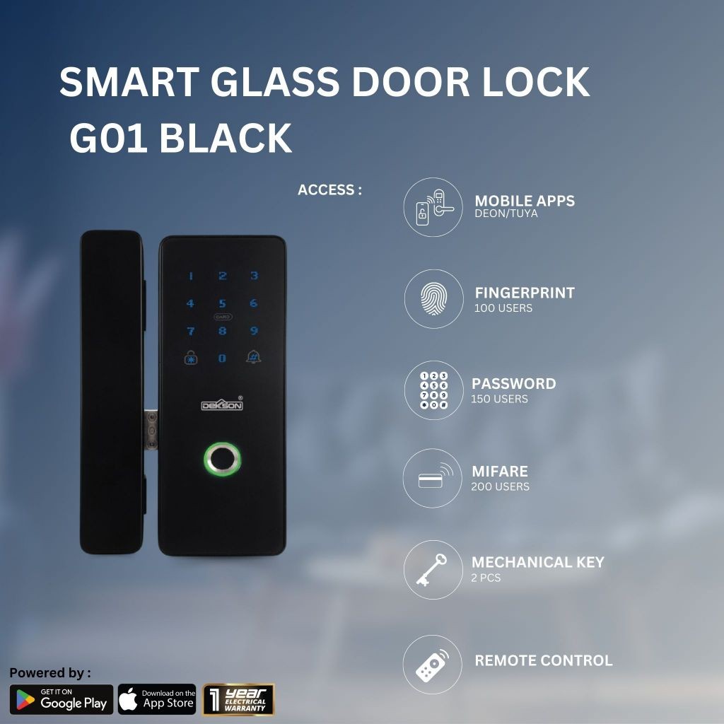 Jual SMART GLASS DOOR LOCK DEKKSON G01 BLACK | Shopee Indonesia