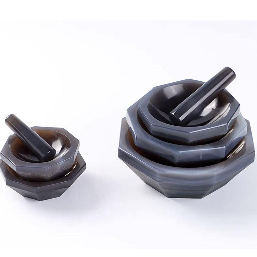 thumbnail interactive-video image 1 of Agate Mortar And Pestle Set | Natural Brazilian Stone For Laboratory Grinding, 50mm Inner Diameter 1 of 14