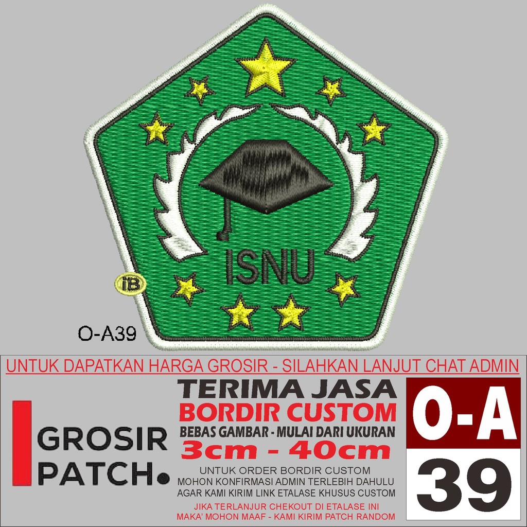 Jual PATCH BORDIR LOGO O-A39 ISNU - GROSIRPATCH REVIEW/TESTIMONI ...