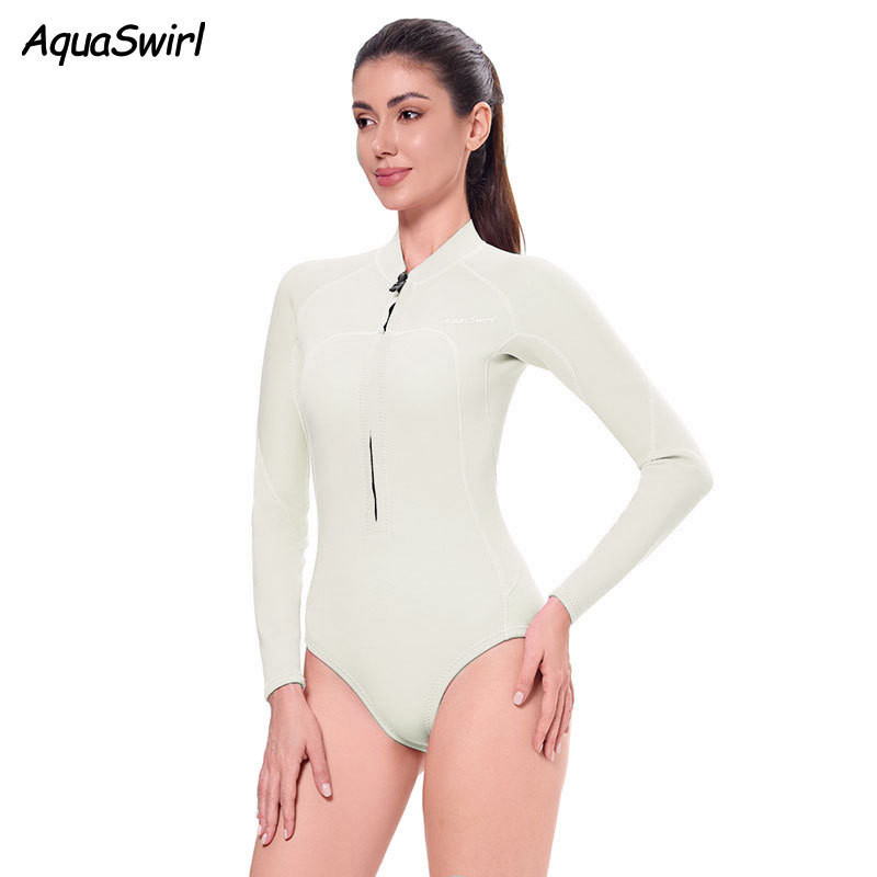 2mm Diving Suit Women's White Diving Suit Thermal Swimsuit Slim Sun-Proof  Clothing Diving Suit Women's Quick-Drying Surfing Suit Stockings Bikini