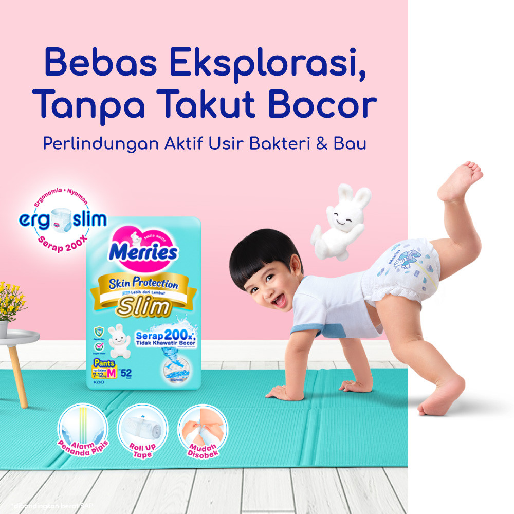Jual Merries Skin Protection Slim Pants Popok Bayi Diapers Ergoslim M ...