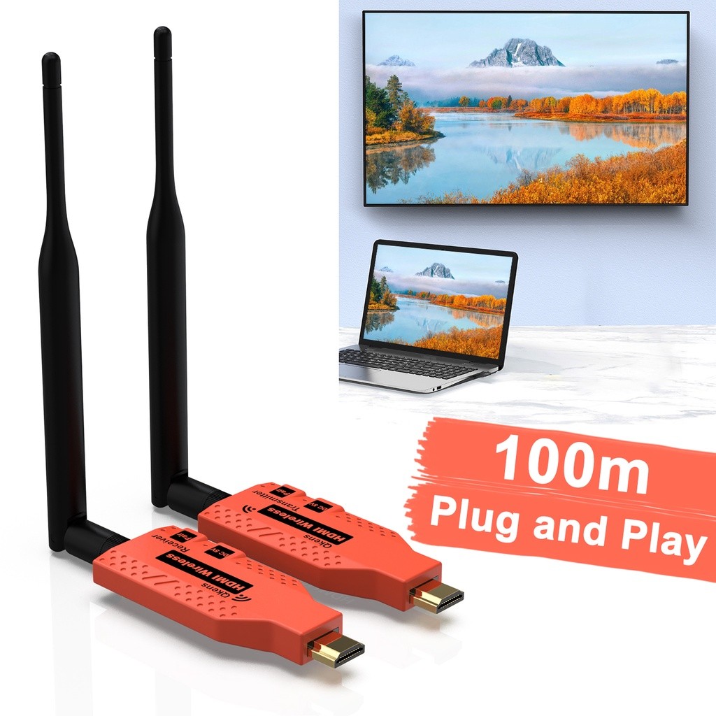 Jual Adaptor Tampilan Nirkabel 100M Pemancar dan Penerima Video 2 3 4 ...