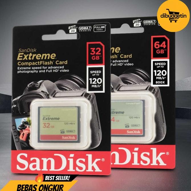 SanDisk Extreme 32GB CompactFlash Card (SDCFXS-032G) – 120MB/s UDMA 7 For HD Video