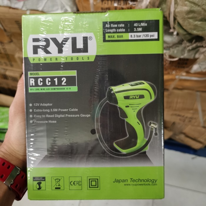Jual Mesin Pompa Angin Ban Mini Digital Rcc 12 Air Compressor Ryu Rcc12 ...