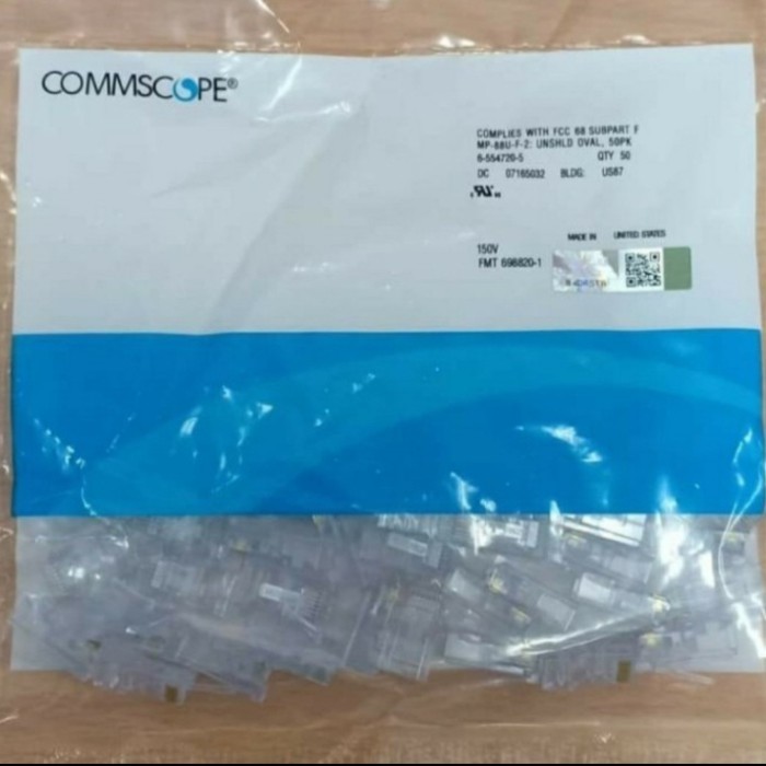 Jual Connector Amp Commscope 1Pack Isi 50 Connector Lan Rj45 Cat5 Cat6 ...