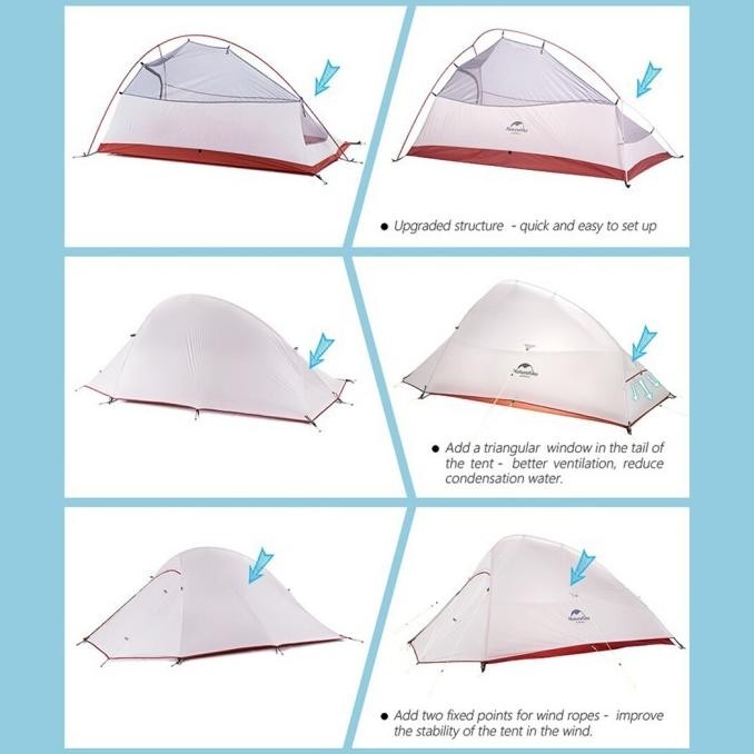 Naturehike Star-River Tenda Ultraleggera 2 Persone 4 Stagioni Tessuto In Silicone 20D Doppi Strati Tenda (Grigio - Foto 10