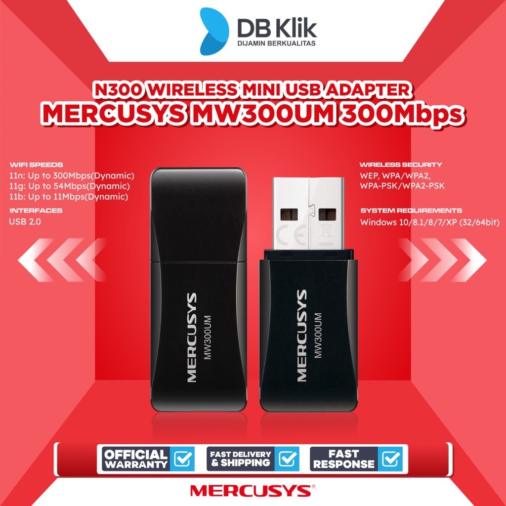 Jual Mercusys Usb Wireless Adapter Mw300Um N300 Mini 300Mbps | Shopee ...