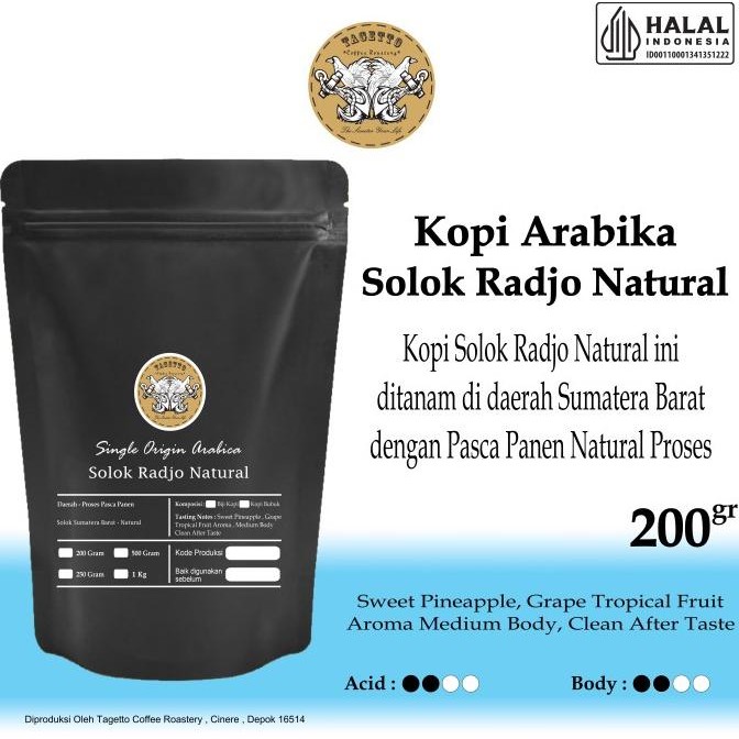 Jual Kopi Arabika Solok Radjo Natural Gr Specialty Biji Bubuk