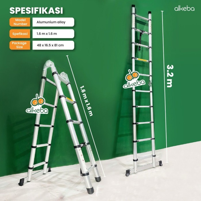 Jual Tangga Lipat Alumunium Teleskopik Tipe A Ladder Telescopic Double ...