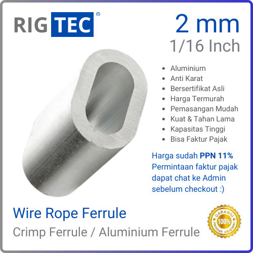 Jual Wire Rope Ferrule / Crimp Ferrule 1/16 Inch 2 mm Aluminium RIGTEC ...