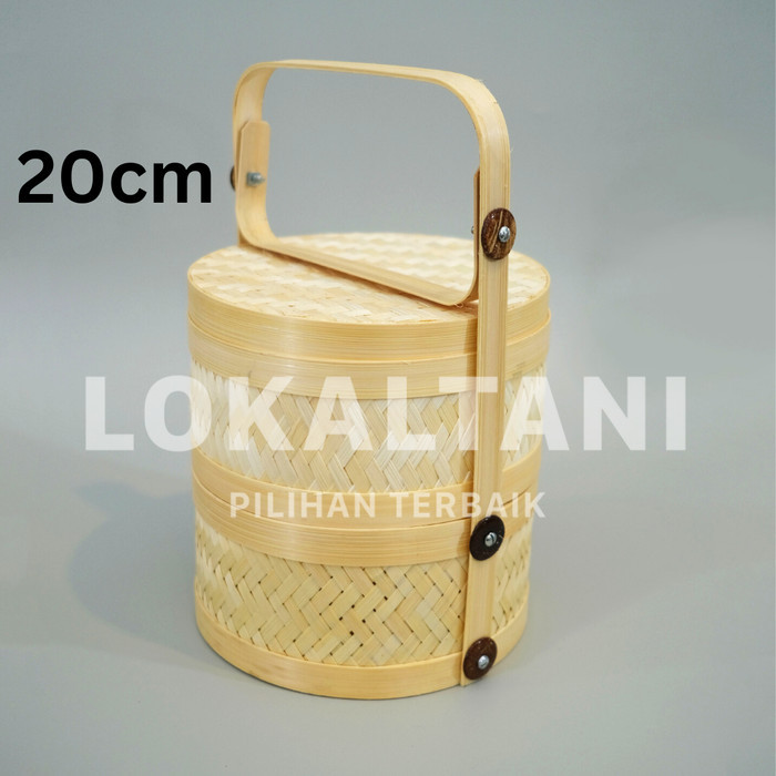 Jual Hampers BambuKeranjang AnyamanAnyaman rantang Bulat 2 tingkat 20CM ...