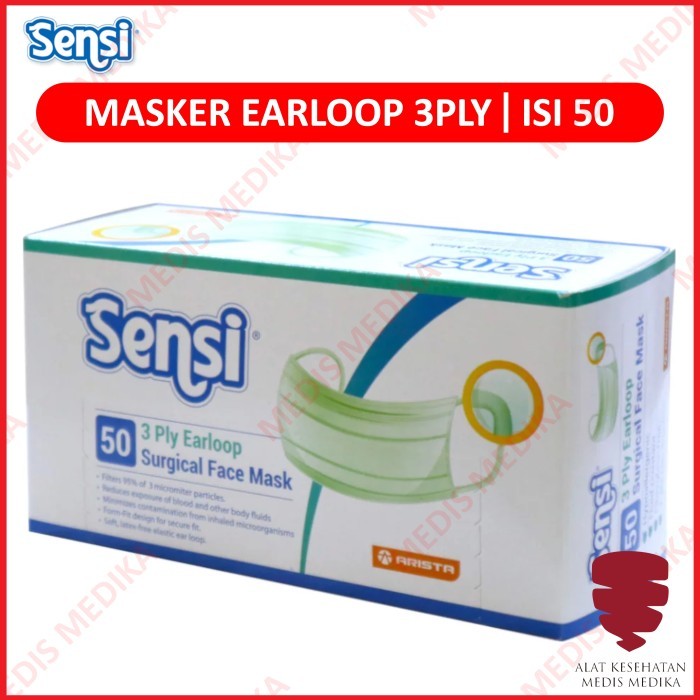 Jual Masker Earloop 3ply Mask Pelindung Wajah Disposable Isi 50 Sensi ...
