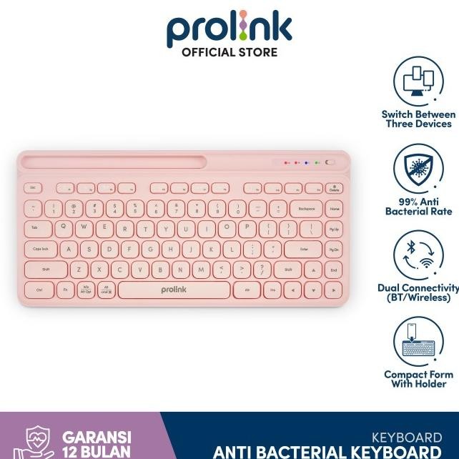 Jual Prolin Eyboard Wirele Bluetooth Multidevice Lim Antibacterial ...