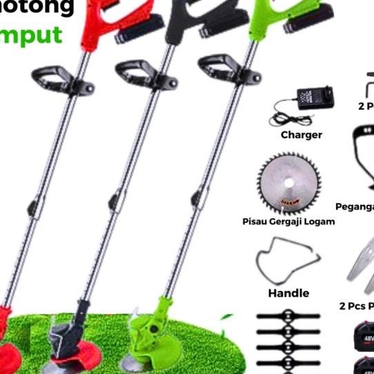 Jual Alat Set Pemotong Rumput Dual Baterai Li-Ion 48V Mesin Gergaji ...