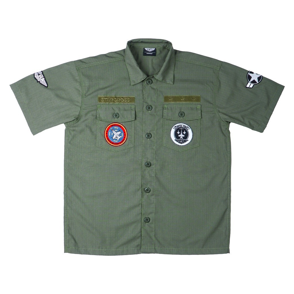 Jual COLLABS Shirt - HS TOP GUN - Green Army | Shopee Indonesia