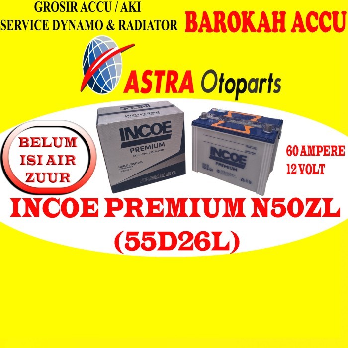 Jual Aki Incoe Premium N50Zl / 55D26L Astra Otoparts | Shopee Indonesia