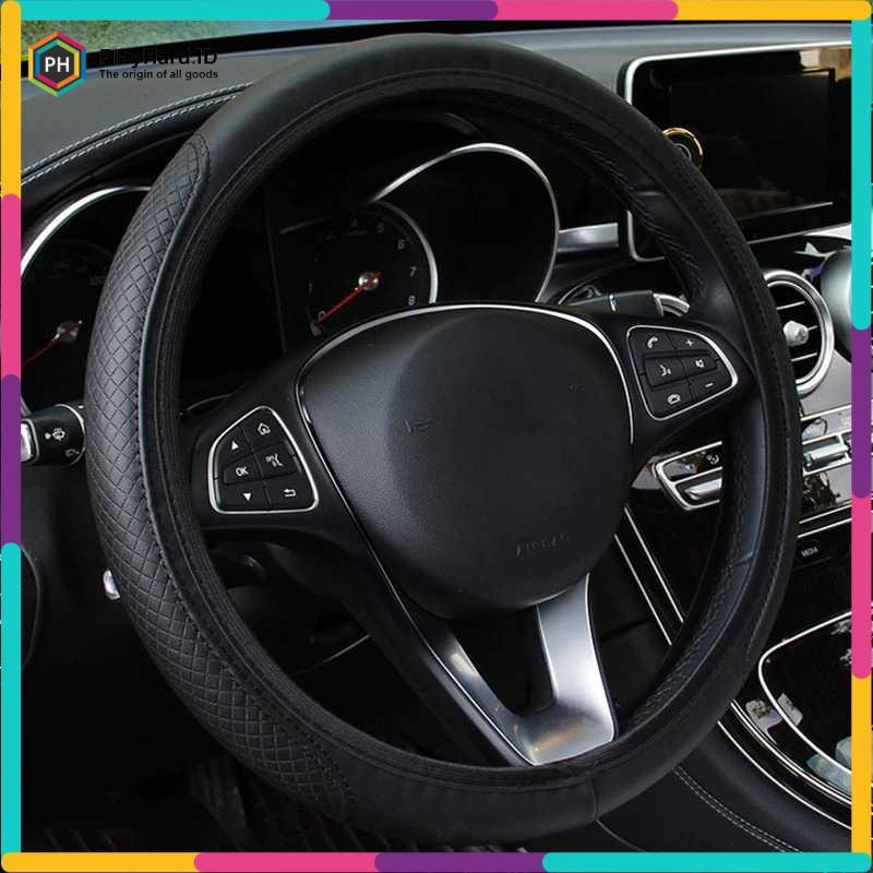 Jual Cover Setir Mobil Bahan Kulit Steering Wheel Cover Hitam | Shopee ...