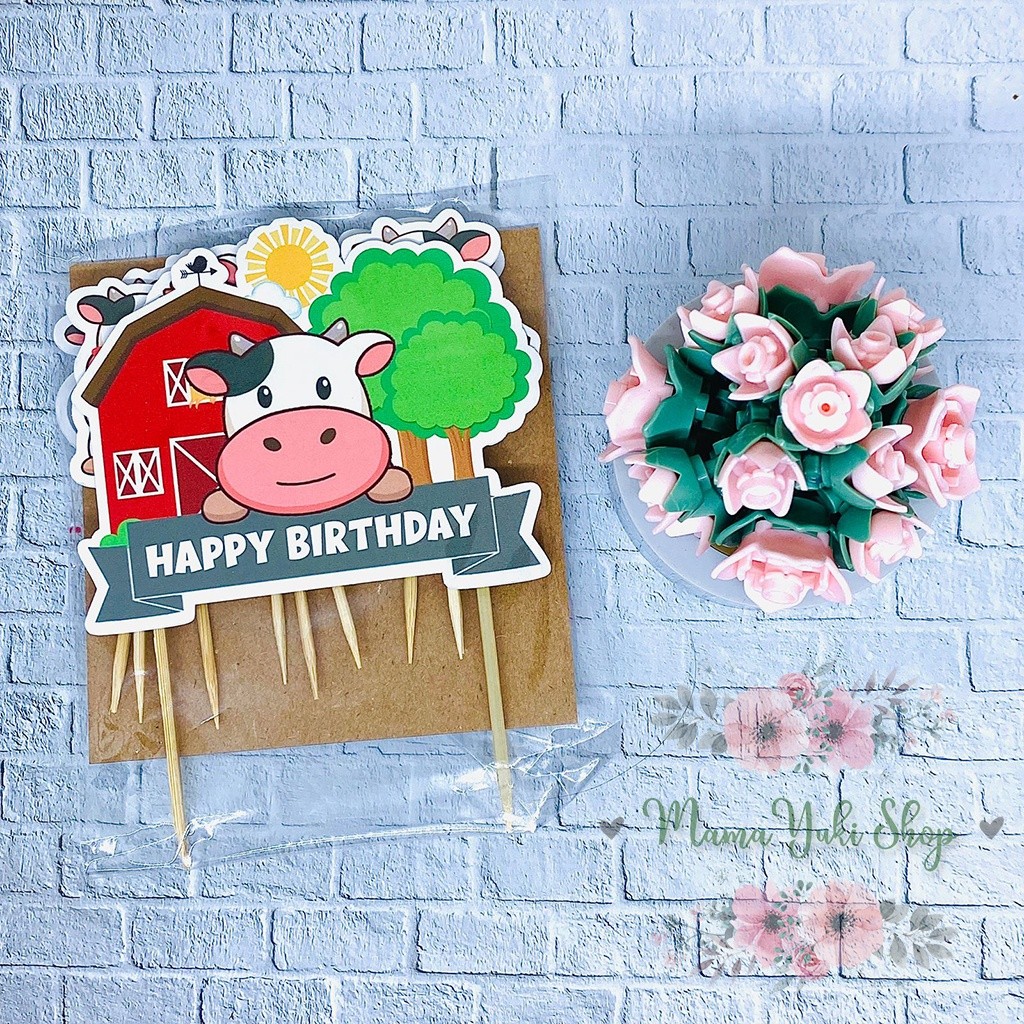 Jual Topper Cake Hiasan Kue Ulang Tahun Anak Motif SAPI COW MOMO ...
