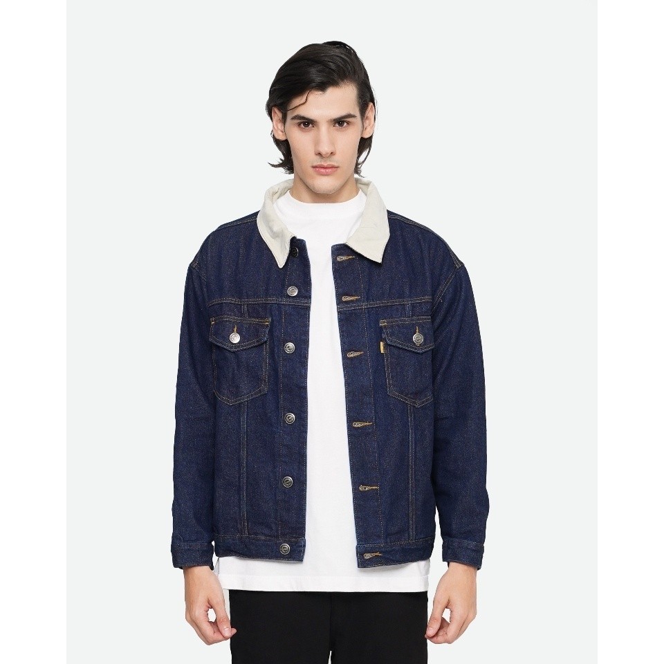 Erigo Denim Jacket Corduroy Collar Lien Dark Blue Unisex