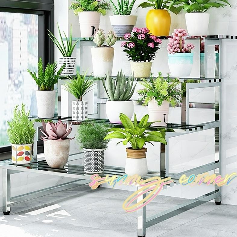 Jual TON>> RAK BUNGA STAINLESS STEEL TINGKAT PREUM STANDING POT SUSUN ...