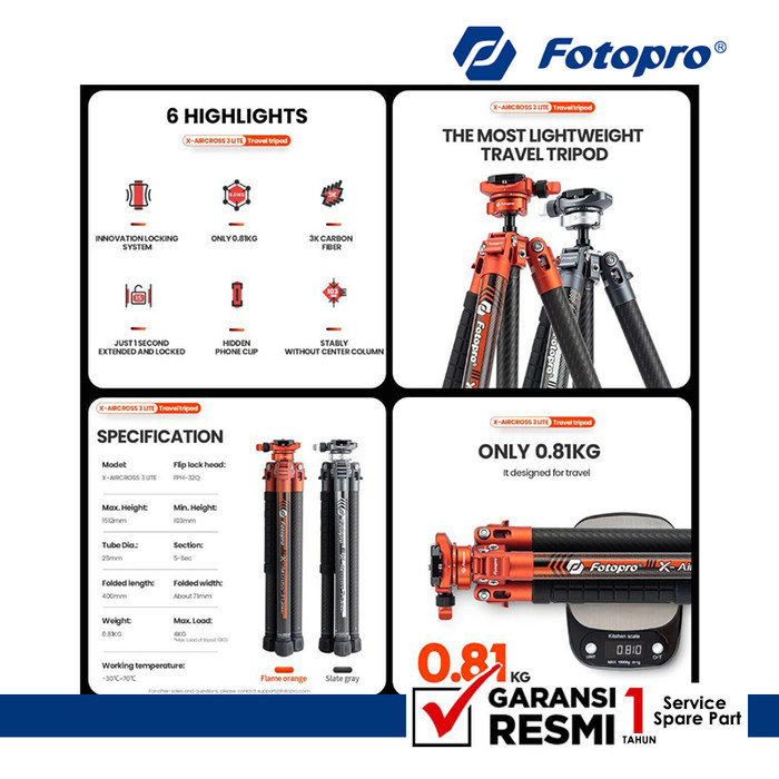 Fotopro X-Aircross 3 Lite Tripod Video Fluid Head – Gray – Jakarta Camera - View #11