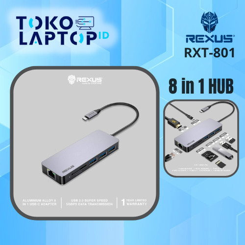 Jual Rexus Rxt-801 Usb Hub 8In1 Er For Pc / Laptop / Tablet Phone ...