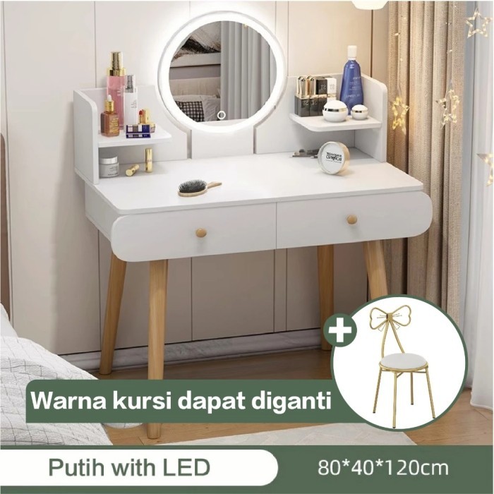 Jual Meja Rias Set Kursi Pita/Lampu Led/Minimalis/Modern/Nordic ...