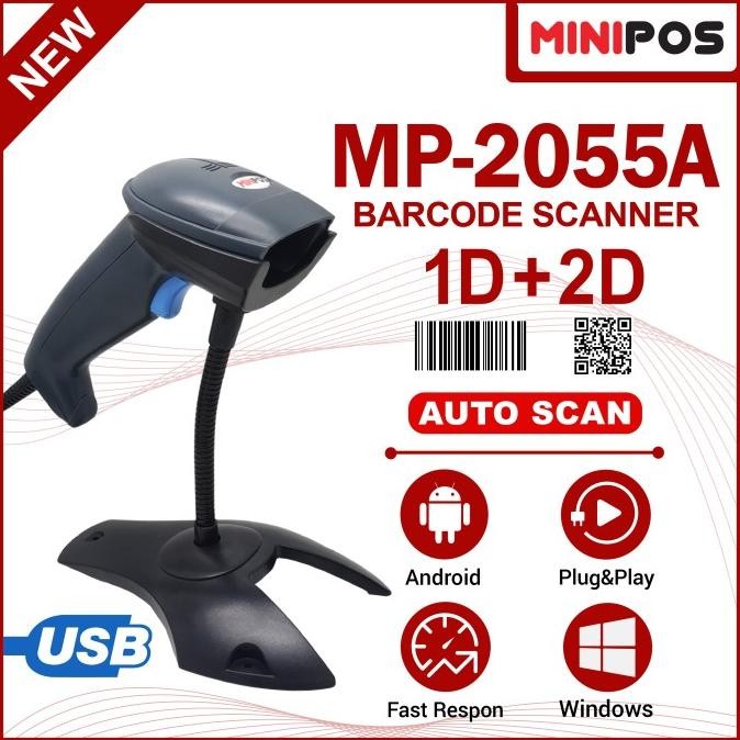 Jual BARCODE SCANNER 1D 2D MINIPOS ST-2055A USB AUTO SCAN TRIGGER ...