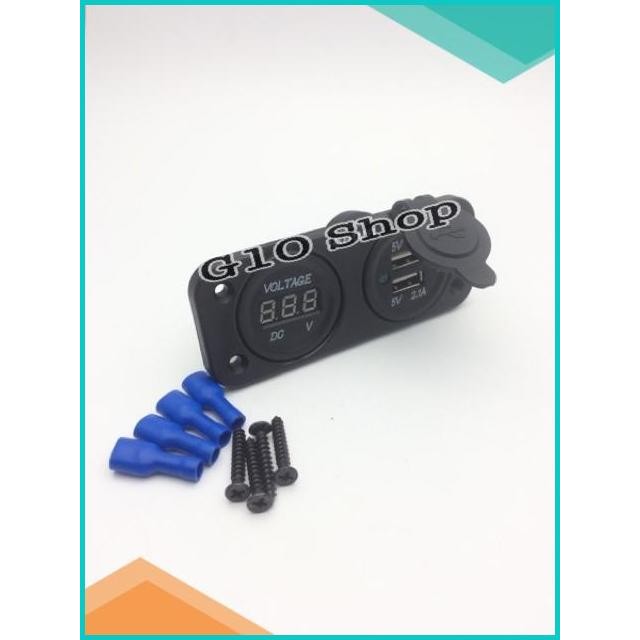 Jual Voltmeter Motor Layar Digital LED Dan Charger 2 Socket USB ...